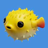 무료 PSD 3d 렌더링으로 생선과 해산물 아이콘을 보여줍니다.