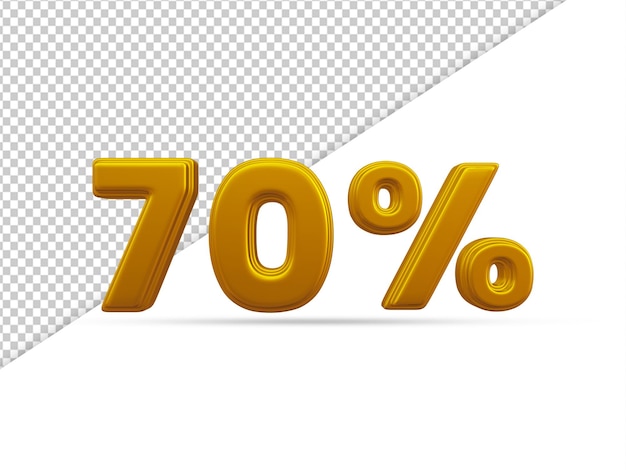 3d-рендеринг золотого текста с эффектом 70 процентов