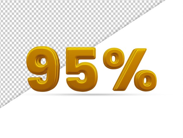 3d-рендеринг золотого текста с эффектом 95 процентов