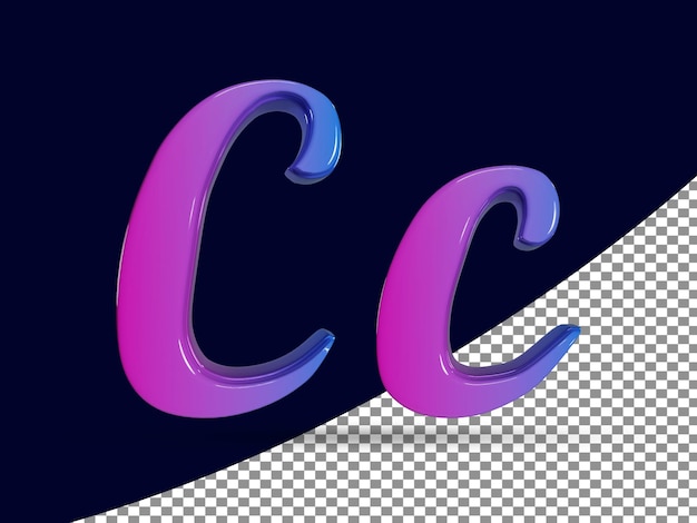 3d-рендеринг блестящей заглавной буквы c и строчной буквы c