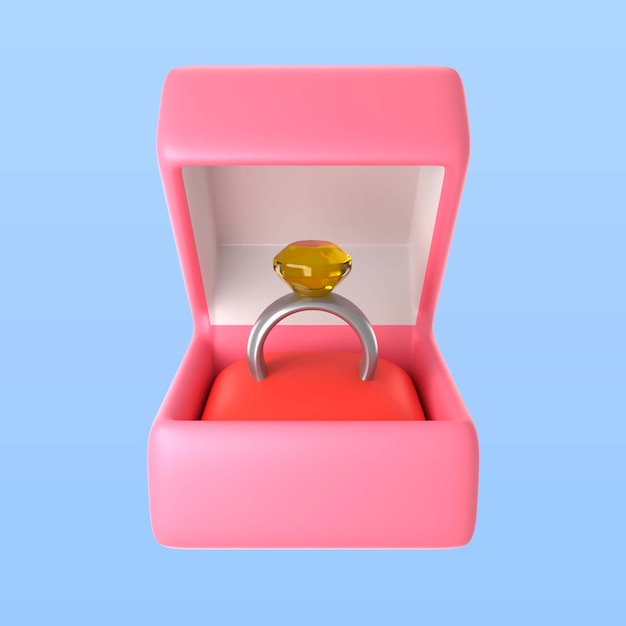 발렌타인 데이 반지 아이콘의 3d 렌더링