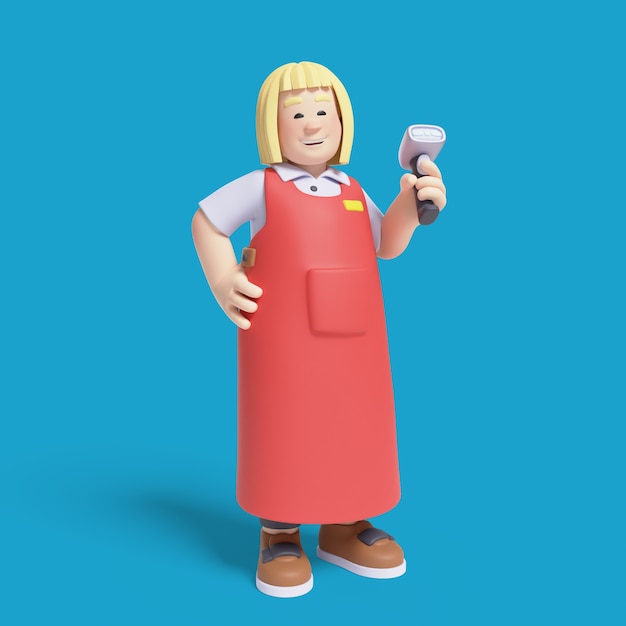 無料PSD 女性キャッシャーの3dレンダリング