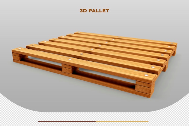 무료 PSD 3d 렌더링으로 나무로 된 팔레트 모형