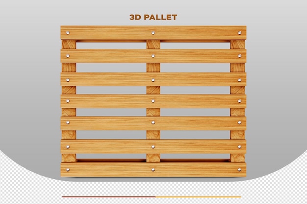 Бесплатный PSD 3d-рендеринг изолированного макета деревянного поддона