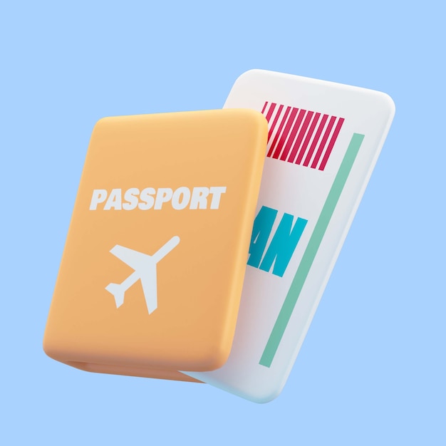 3d rendering of passport travel icon