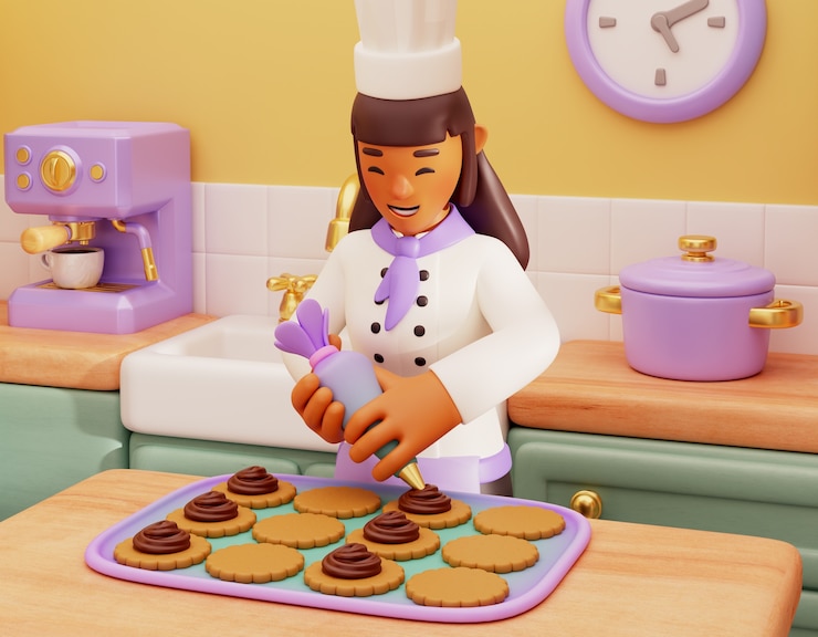 Free PSD 3d rendering of pastry chef character