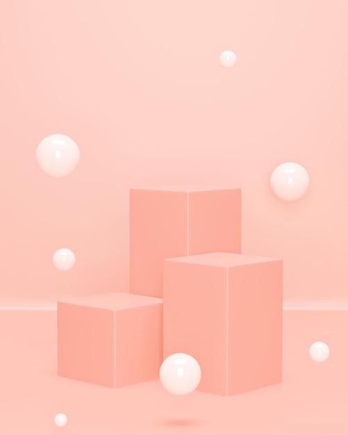 3d rendering peach silver product stand background