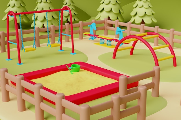 3d rendering of playground