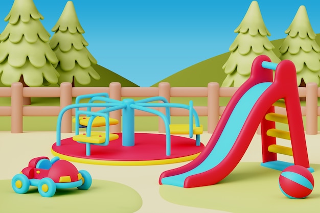 Free PSD 3d rendering of playground