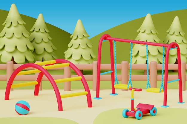 Rendering 3d del parco giochi