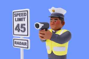 PSD gratuito rendering 3d del personaggio della polizia