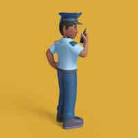 PSD gratuito rendering 3d del personaggio della polizia