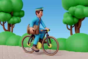 Free PSD 3d rendering of postman character