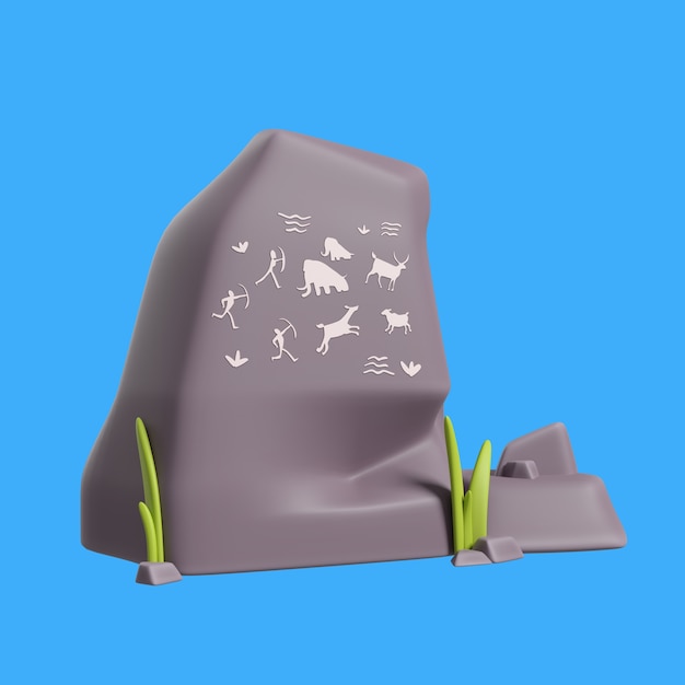 Free PSD 3d rendering of prehistoric icon