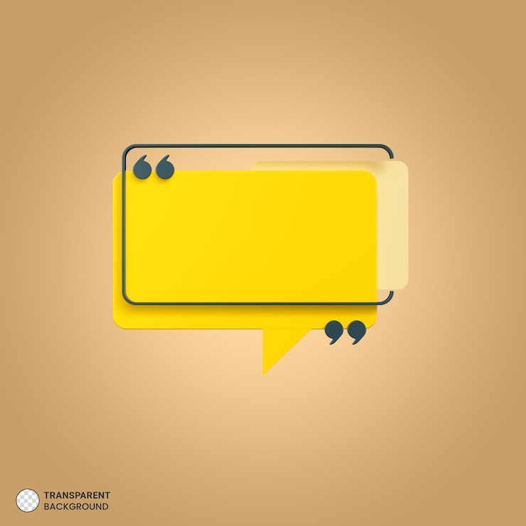Free PSD 3d rendering of quotes frame box icon isolated 3d render illustration