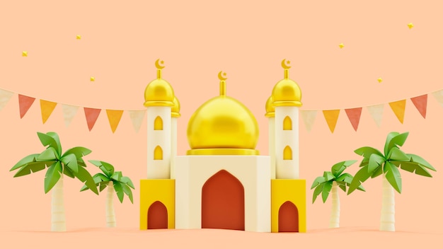 PSD gratuito rendering 3d di sfondo ramadan