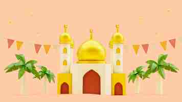 Free PSD 3d rendering of ramadan background