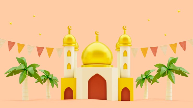 मुफ़्त PSD 3d rendering of ramadan background