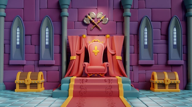 Free PSD 3d rendering of royal room illustration