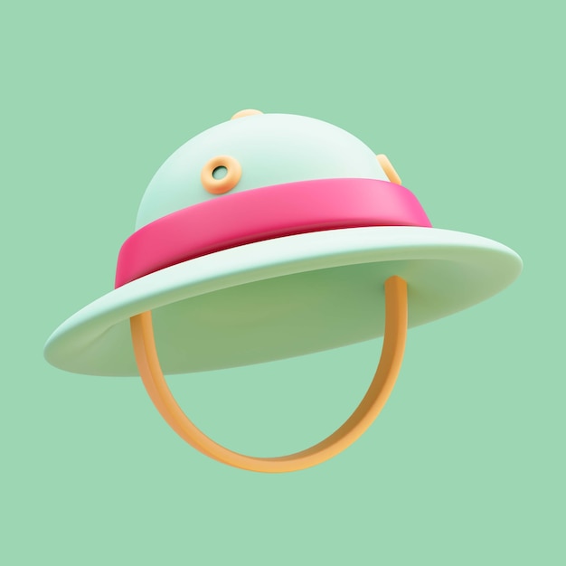 Rendering 3d dell'icona di viaggio del cappello di safari