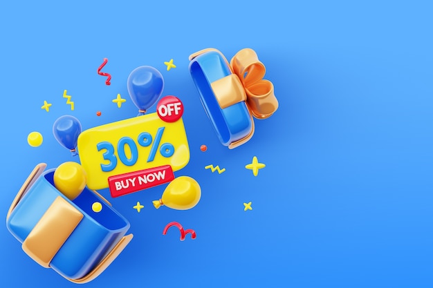 Free PSD 3d rendering of sales background