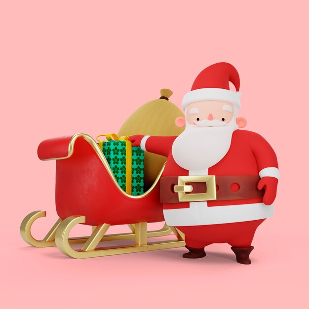 산타 클로스 포즈의 3d 렌더링