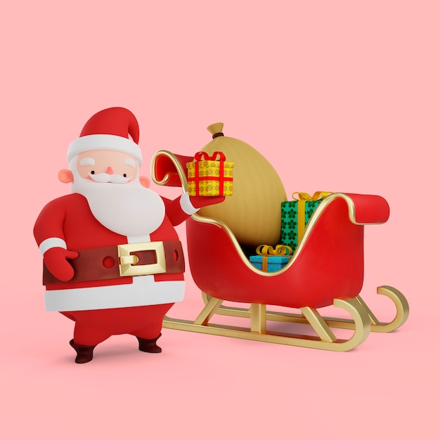 3d rendering of santa claus pose