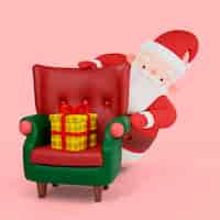 Free PSD 3d rendering of santa claus pose