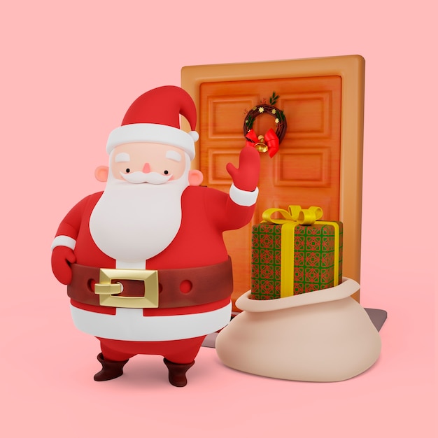 3d rendering of santa claus pose