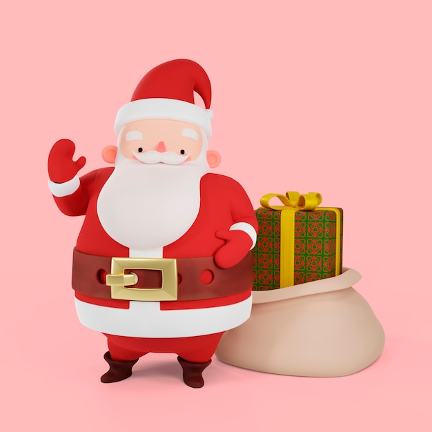 Free PSD 3d rendering of santa claus pose