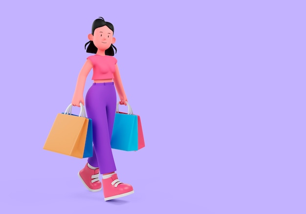 3d rendering of shopping concept