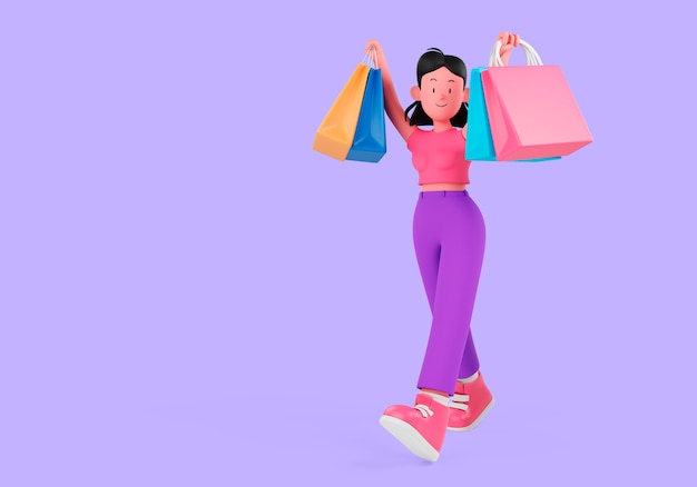 3d rendering of shopping concept