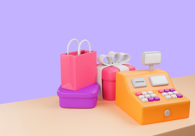 3d rendering of shopping concept