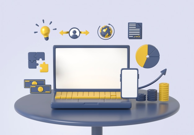3d rendering of smart financial app