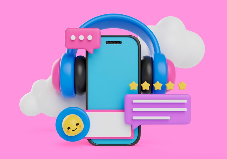 Free PSD 3d rendering of  smartphone interface background