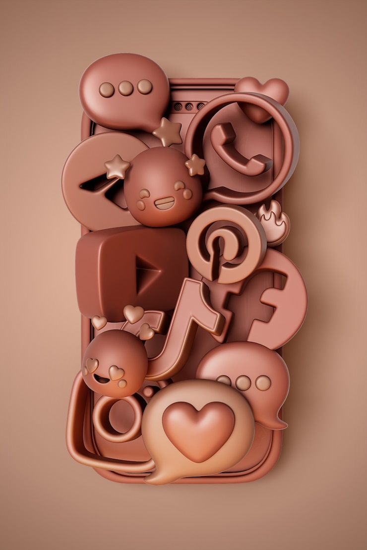 Free PSD 3d rendering of social media icons