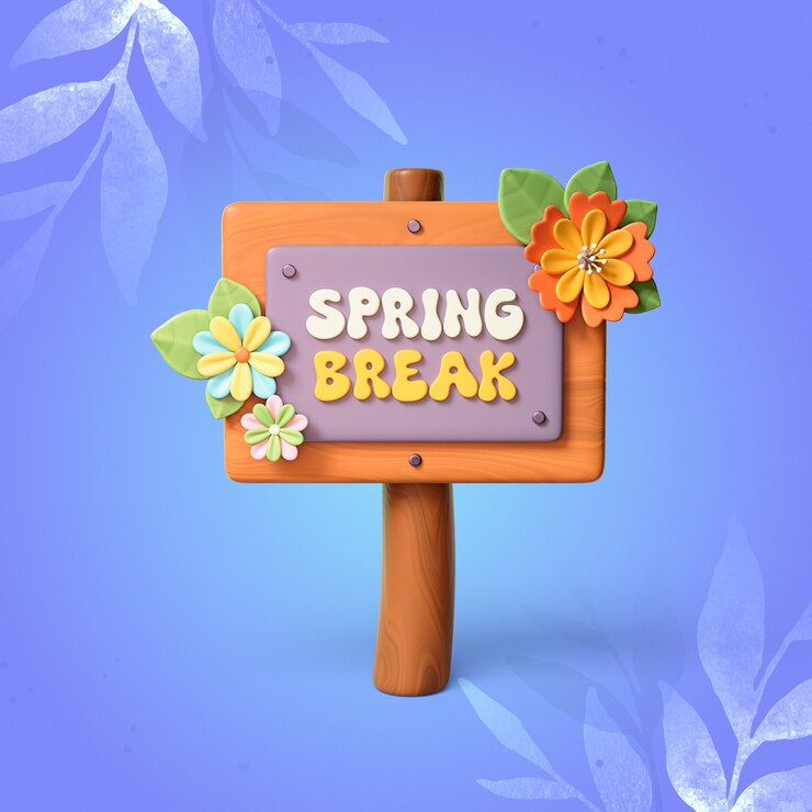 Free PSD 3d rendering of  spring break icon