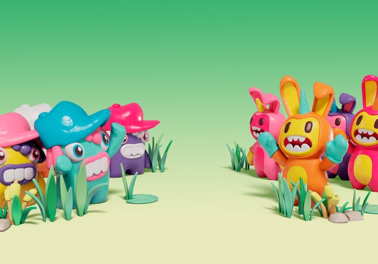 Free PSD 3d rendering of still life monsters