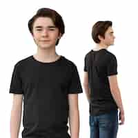 Free PSD 3d rendering of a teenage boy with a black t shirt