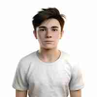 Free PSD 3d rendering of a teenager boy in a white t shirt