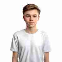 Free PSD 3d rendering of a teenager boy with a white t shirt isolated on white background