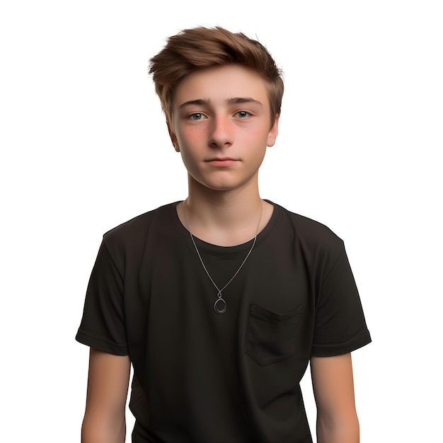 3d rendering of a teenager with brown hair isolated on white background