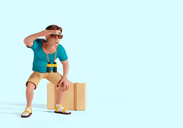 Free PSD 3d rendering of travel tourist