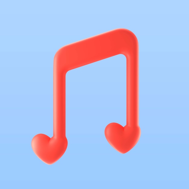 Rendering 3d dell'icona della nota musicale di san valentino