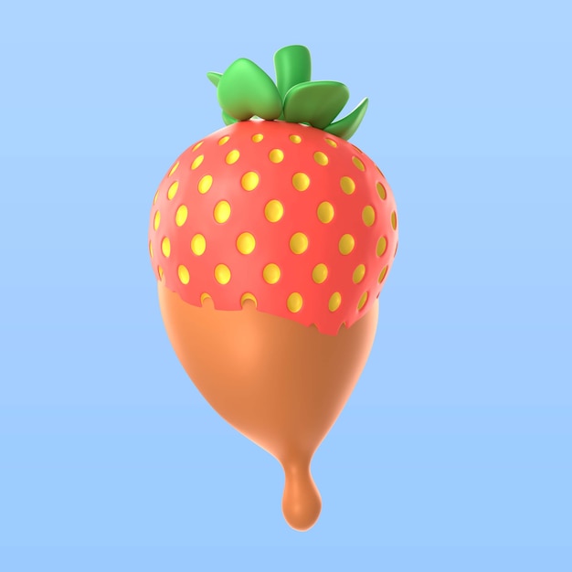 3d rendering of valentine's day strawberry icon