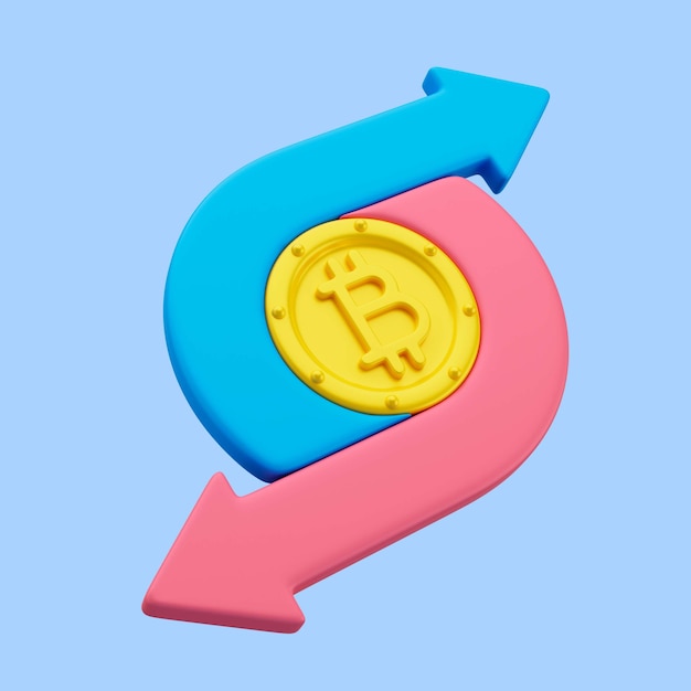 3d rendering of value of bitcoin icon