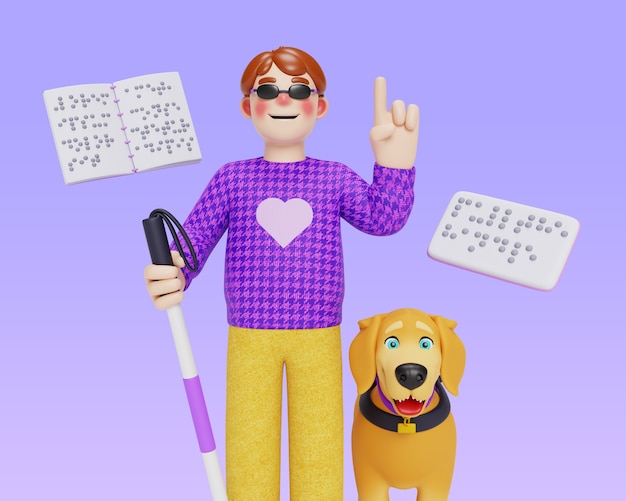 3d rendering of visual impairment character