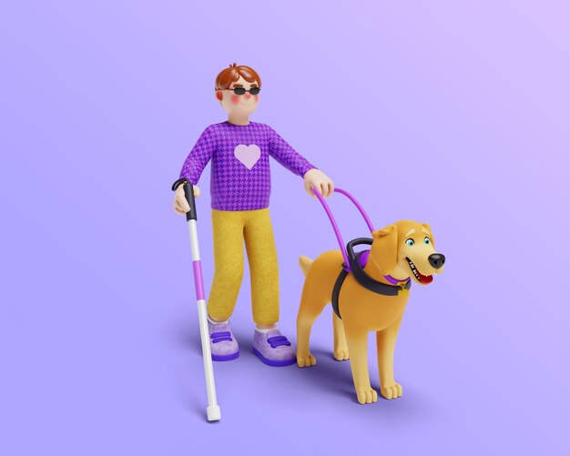 3d rendering of visual impairment character