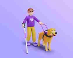 Free PSD 3d rendering of visual impairment character