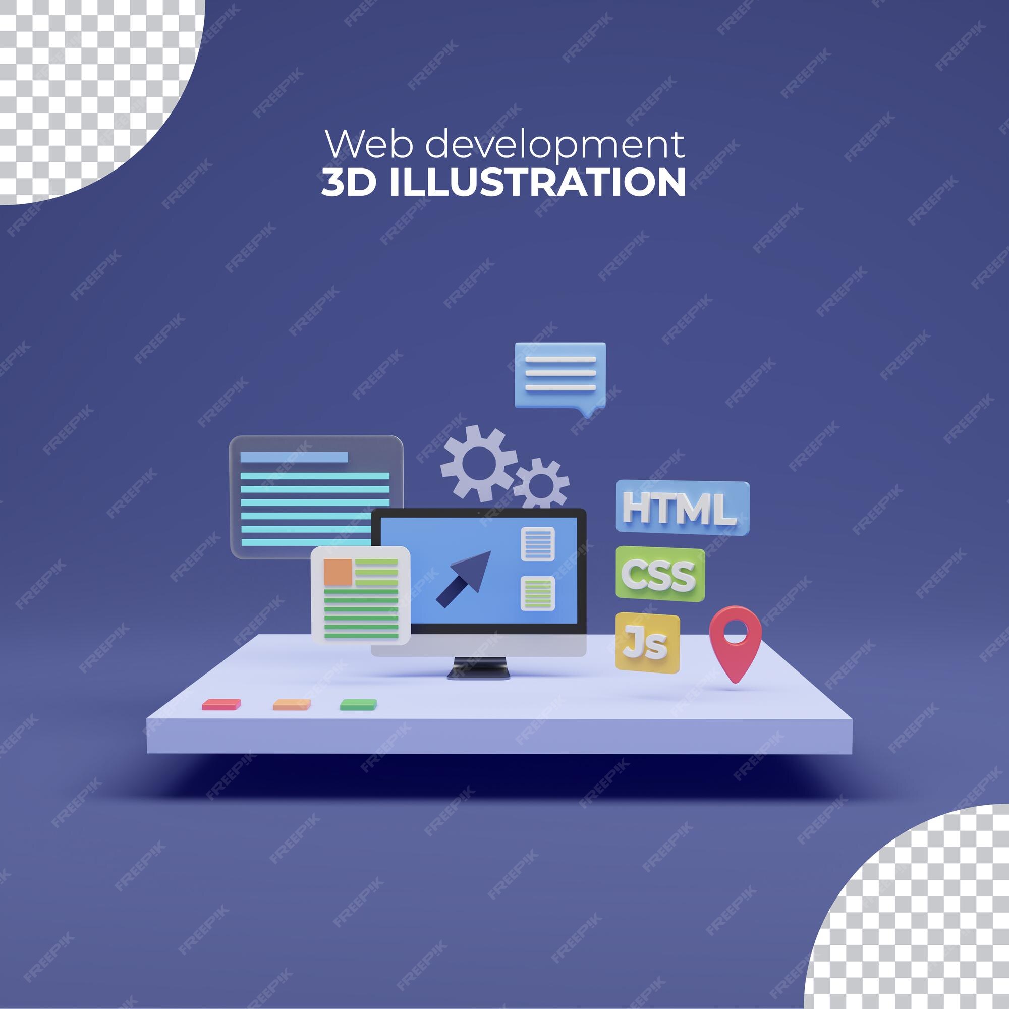 Premium PSD | 3d rendering web postdevelopment software website ...